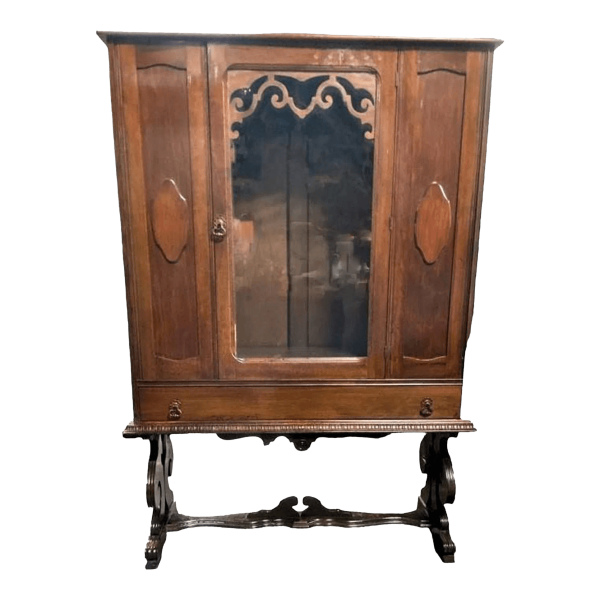 Albert Furniture Antique Spanish Revival Walnut China Cabinet - 1920s - Thumbnail 2