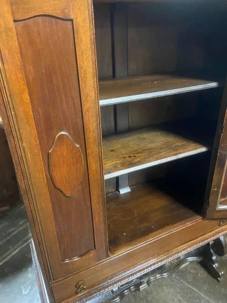 Albert Furniture Antique Spanish Revival Walnut China Cabinet - 1920s - Thumbnail 7