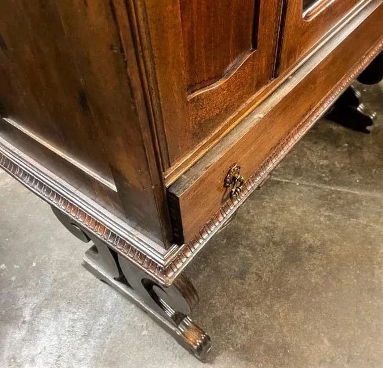 Albert Furniture Antique Spanish Revival Walnut China Cabinet - 1920s - Thumbnail 9