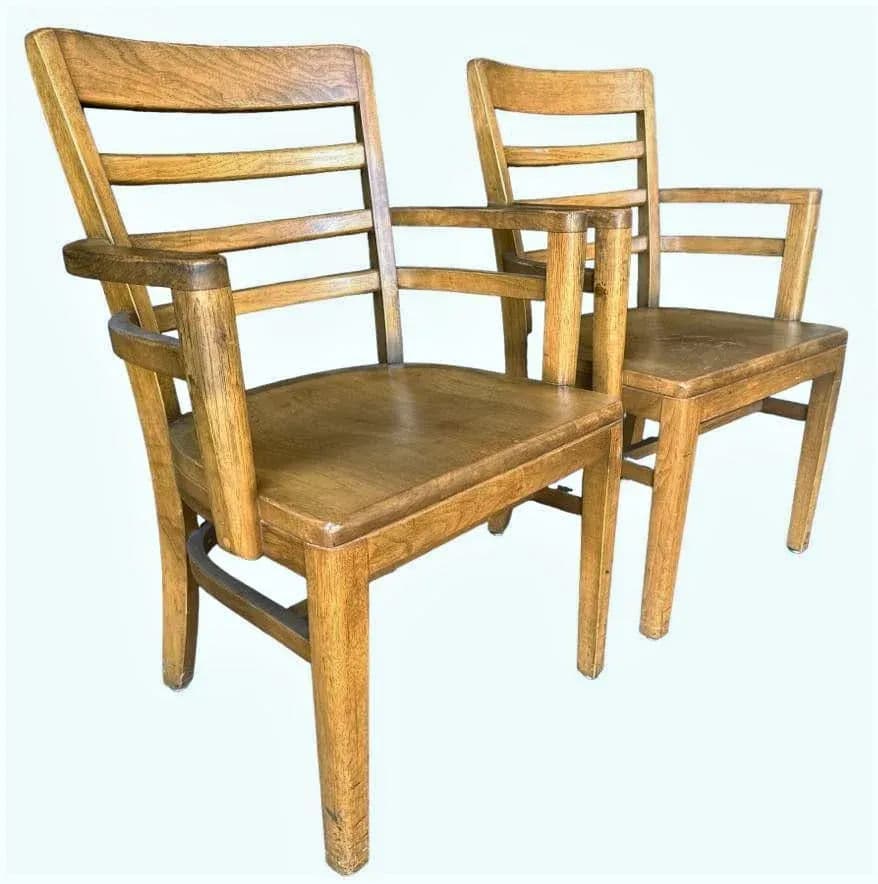 Boling Chair Company Walnut Mid 20th Century Office Chairs - a Pair - Thumbnail 12