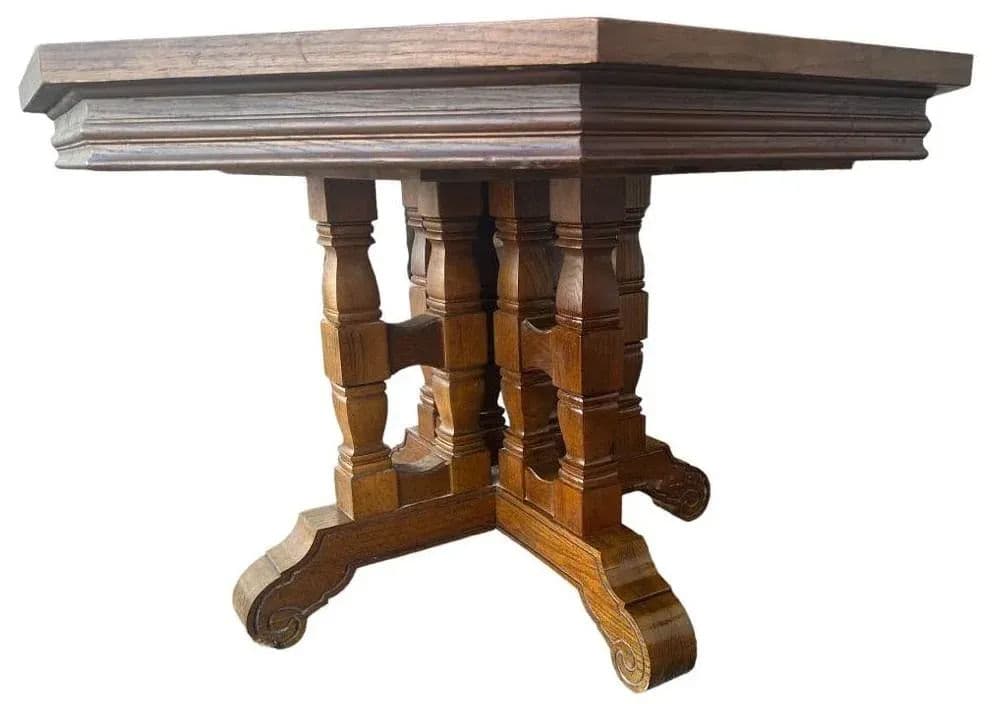 Stanley Furniture ‘Hacienda’ Collection Solid Oak Spanish Style 98” X 44” Refectory Table Made in 1970 - Thumbnail 6