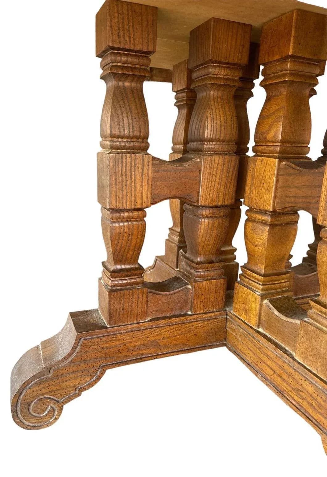 Stanley Furniture ‘Hacienda’ Collection Solid Oak Spanish Style 98” X 44” Refectory Table Made in 1970 - Thumbnail 5