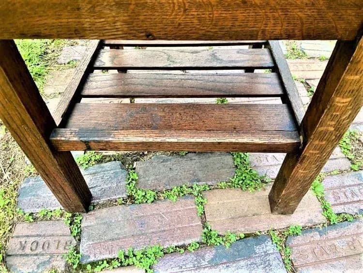 1910 Arts & Crafts Antique Quarter Sawn Oak Chair With Student Writing Surface - Thumbnail 6