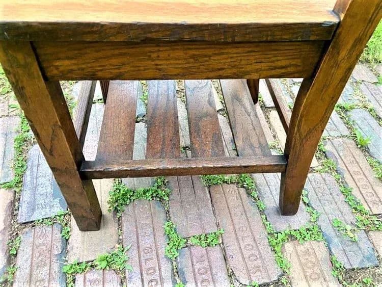 1910 Arts & Crafts Antique Quarter Sawn Oak Chair With Student Writing Surface - Thumbnail 10