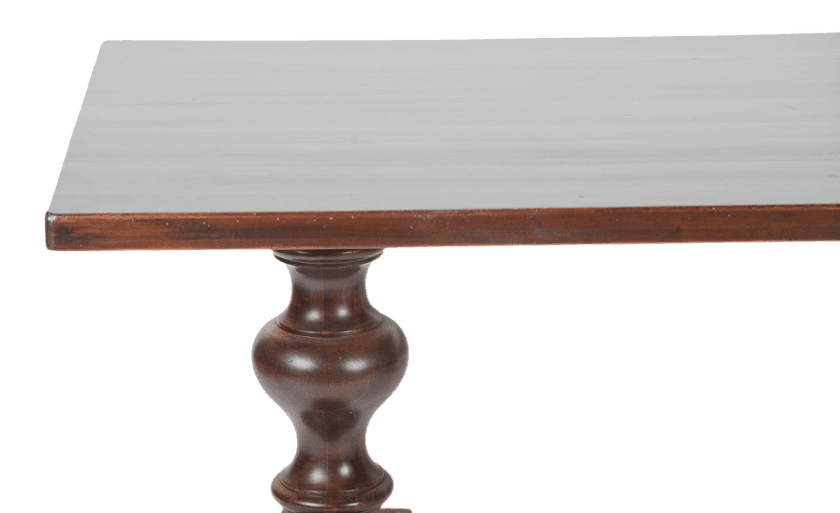 Solid Cherry Wood 79" Trestle Dining Table Made in Italy - Vintage Late 20th Century - Thumbnail 4