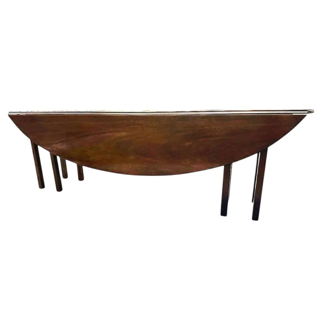 1990s Kindel Grand Rapids 'Irish Georgian Society' Collection Mahogany 8' Drop Leaf Wake Table or Dining Table - Thumbnail 15