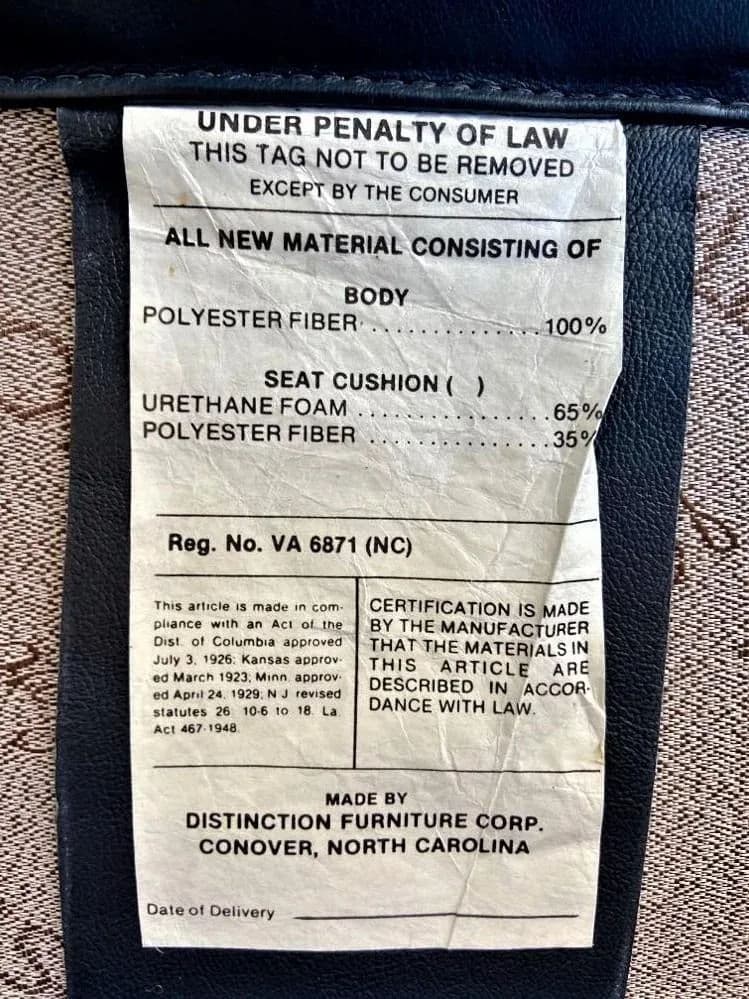 Vintage Button Tufted Leather Dark Blue Chair Made in North Carolina - Late 20th Century - Thumbnail 8