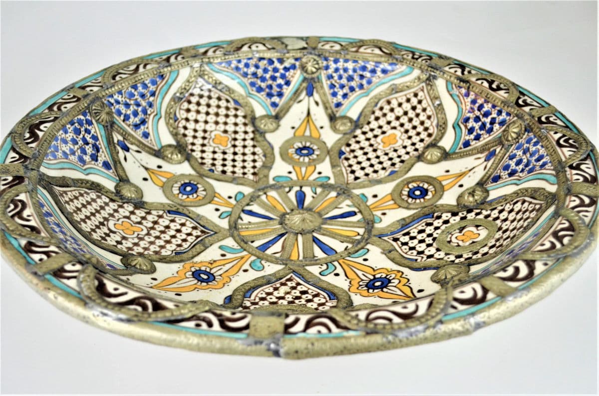 Large Antique Early 20th Century Large Moroccan Bleu De Fez Bowl - Thumbnail 3