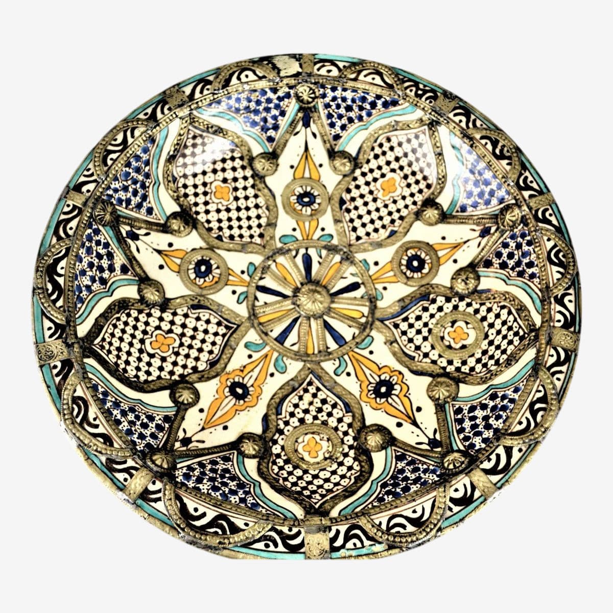 Large Antique Early 20th Century Large Moroccan Bleu De Fez Bowl - Image 1