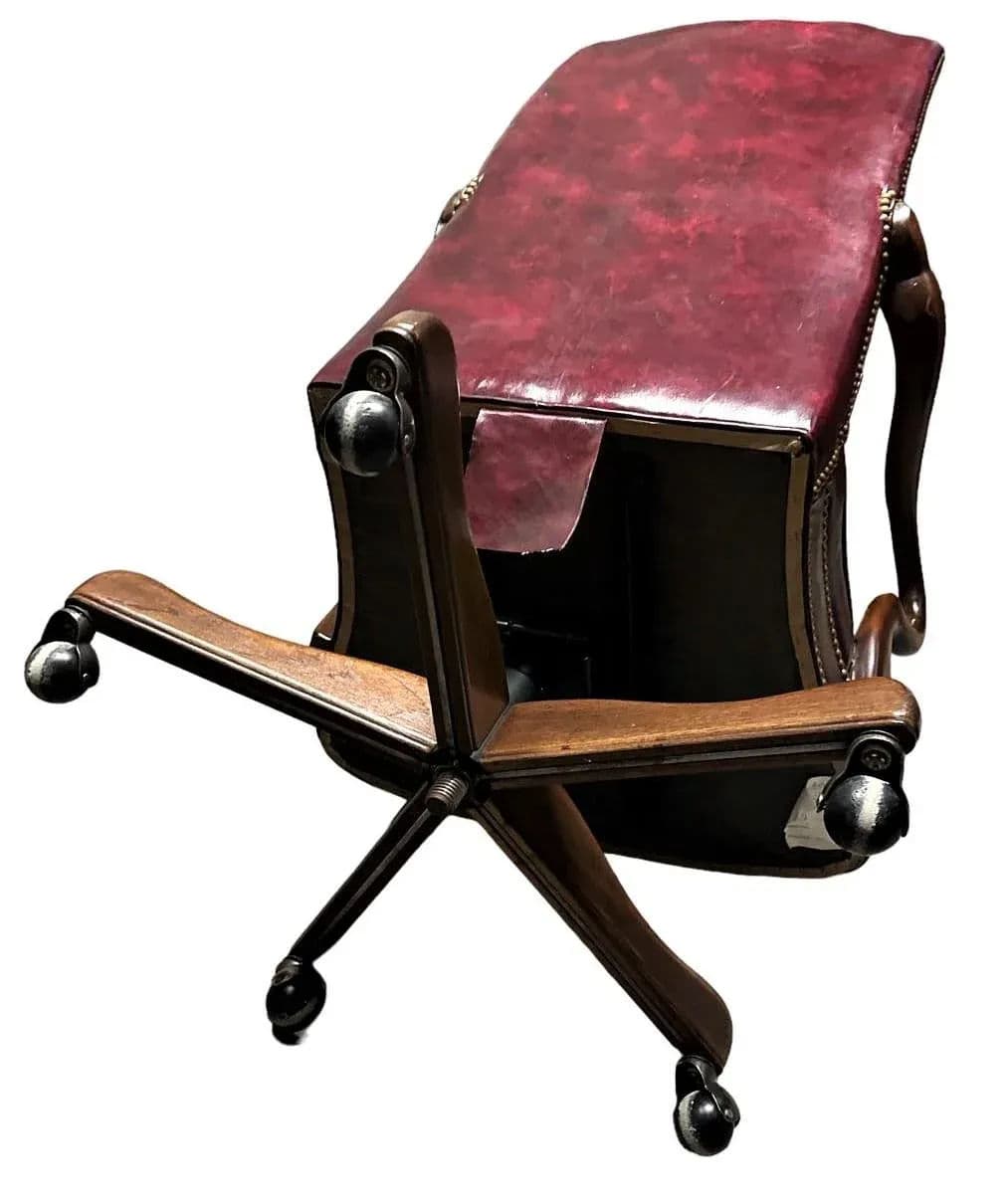 Hancock & Moore Vintage Burgundy Leather Executive Swivel Chair - Late 20th Century - Thumbnail 5