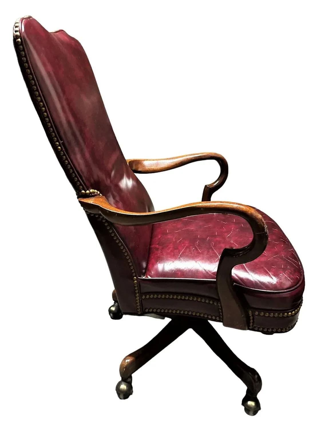 Hancock & Moore Vintage Burgundy Leather Executive Swivel Chair - Late 20th Century - Thumbnail 4