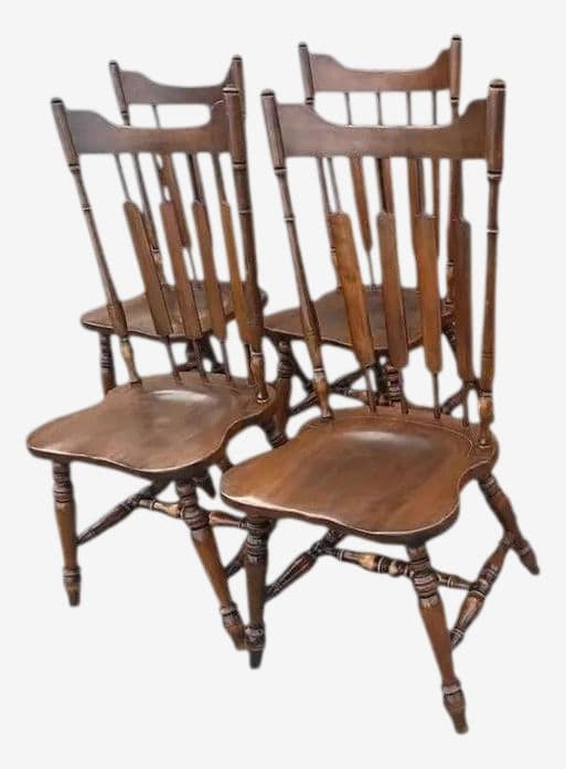 Temple Stuart Solid Walnut Rockingham 'Cattail' Dining Chairs - Vintage Late 1960s - Set of 4 - Image 1