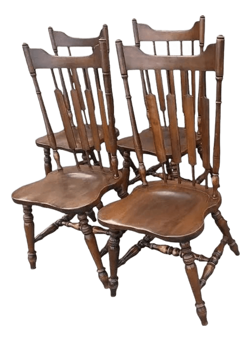 Temple Stuart Solid Walnut Rockingham 'Cattail' Dining Chairs - Vintage Late 1960s - Set of 4 - Thumbnail 2