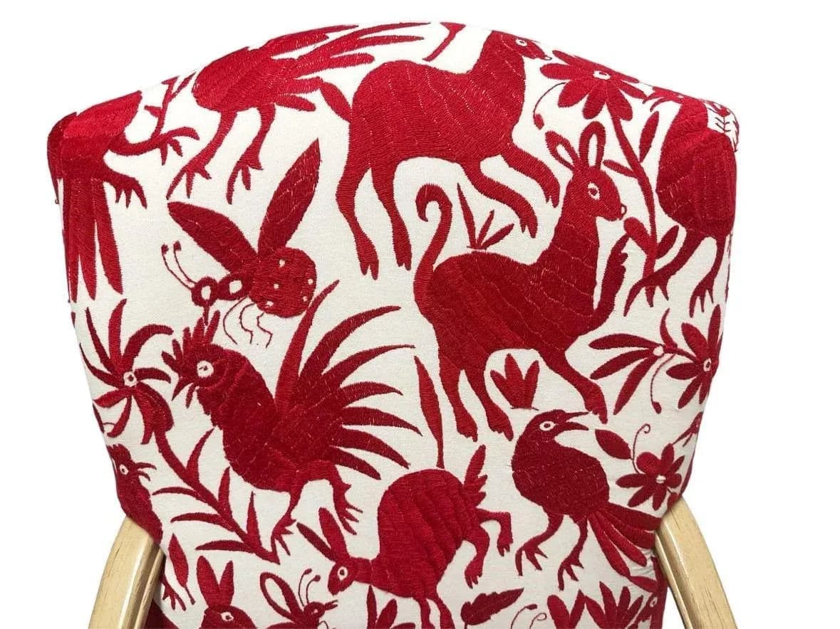 Bernhardt Large Hacienda Chairs in Otomi Hand Embroidery and Leather - a Pair - Early 21st Century - Thumbnail 3