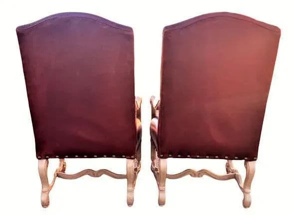 Bernhardt Large Hacienda Chairs in Otomi Hand Embroidery and Leather - a Pair - Early 21st Century - Thumbnail 8