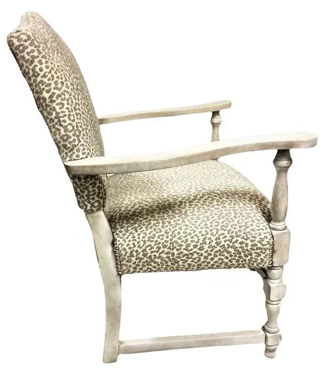 Early 20th Century Spanish Revival Armchair With Textured Kravet Upholstery - Thumbnail 8