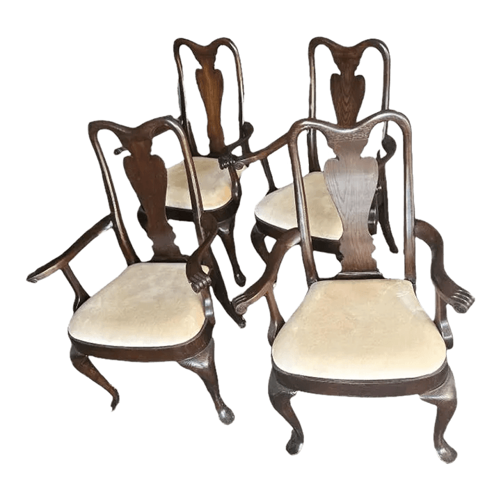 Set of 4 Vintage Dark Oak Queen Anne Dining Chairs Made in Canada - Early 21st Century - Thumbnail 2