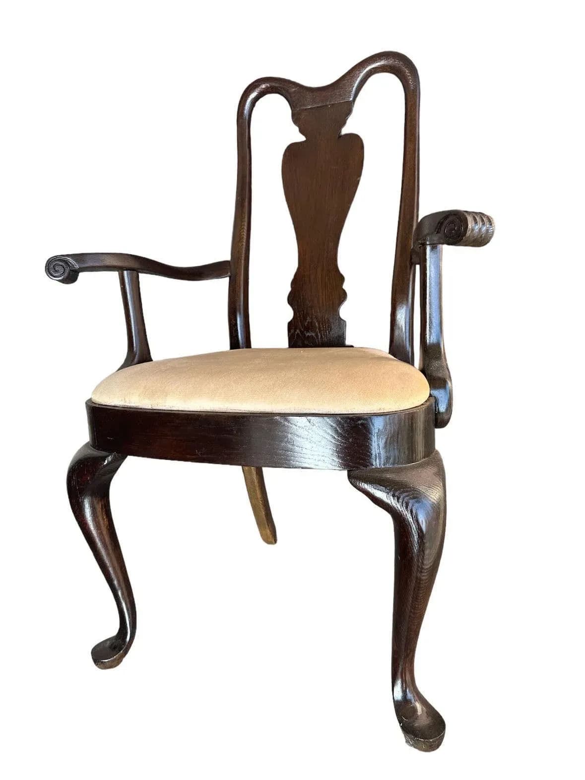 Set of 4 Vintage Dark Oak Queen Anne Dining Chairs Made in Canada - Early 21st Century - Thumbnail 6