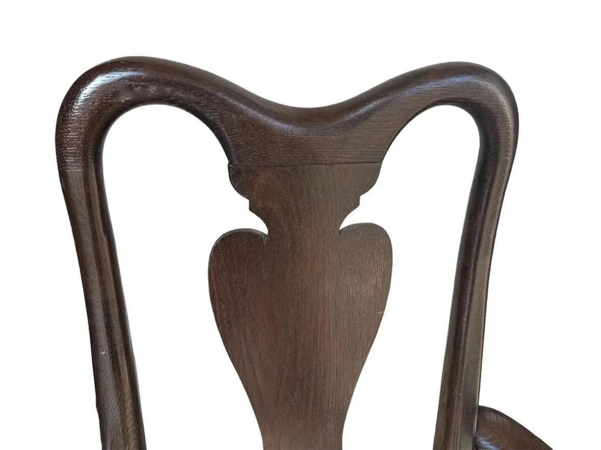 Set of 4 Vintage Dark Oak Queen Anne Dining Chairs Made in Canada - Early 21st Century - Thumbnail 7
