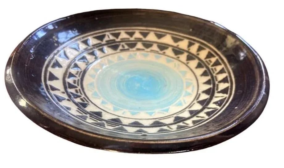 Moroccan Vintage Blue Decorative Bowl - Late 20th Century - Thumbnail 4