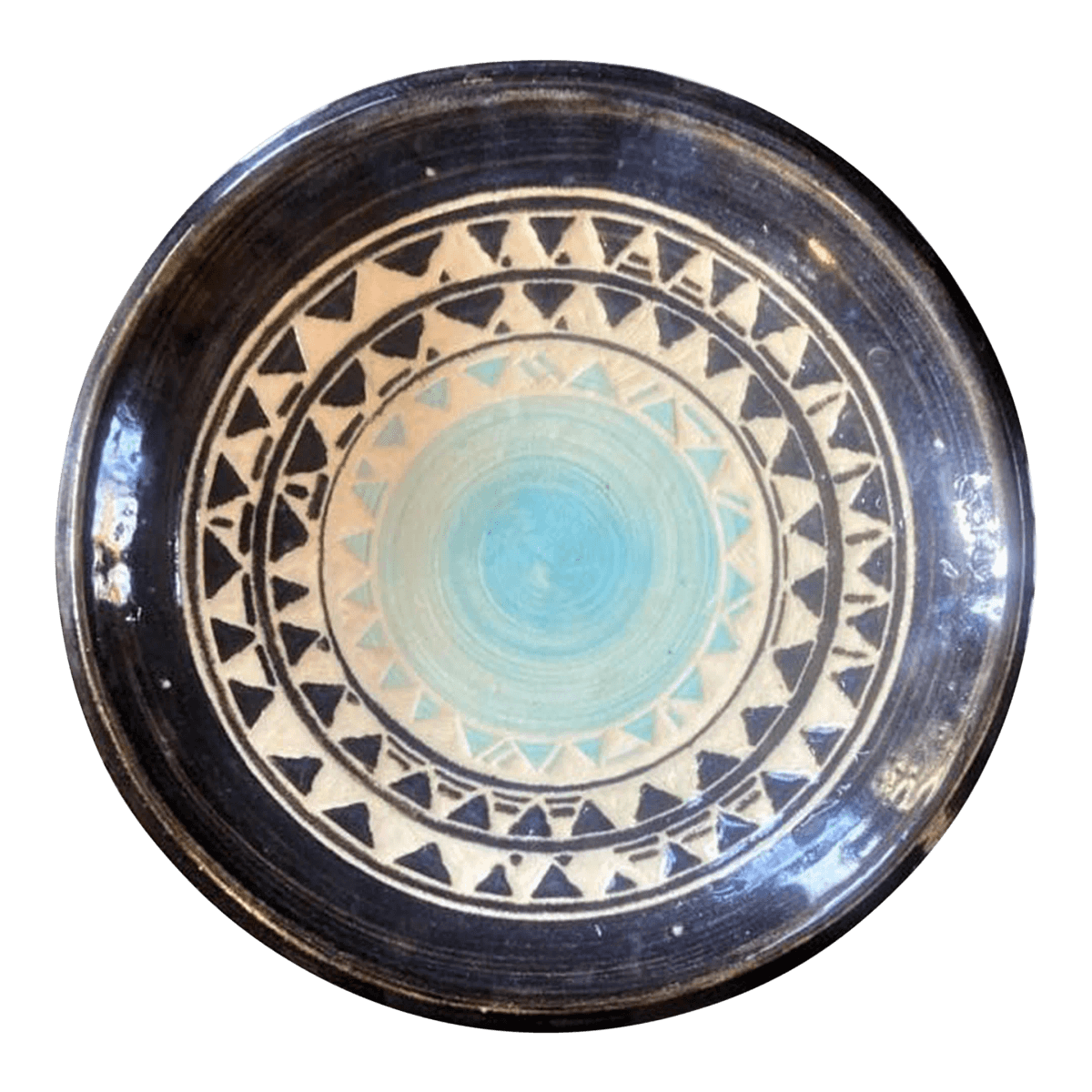 Moroccan Vintage Blue Decorative Bowl - Late 20th Century - Thumbnail 2