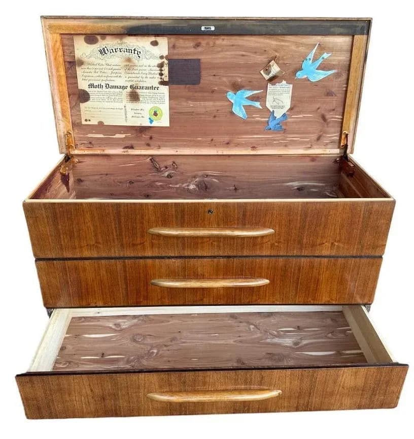 Merton Gershun Attributed Walnut Dillingham Bluebird Cedar Chest - Circa 1950s - Thumbnail 6