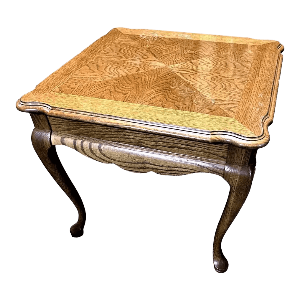 Vintage Thomasville Solid Oak Queen Anne Lamp Table - Late 20th Century - Thumbnail 2