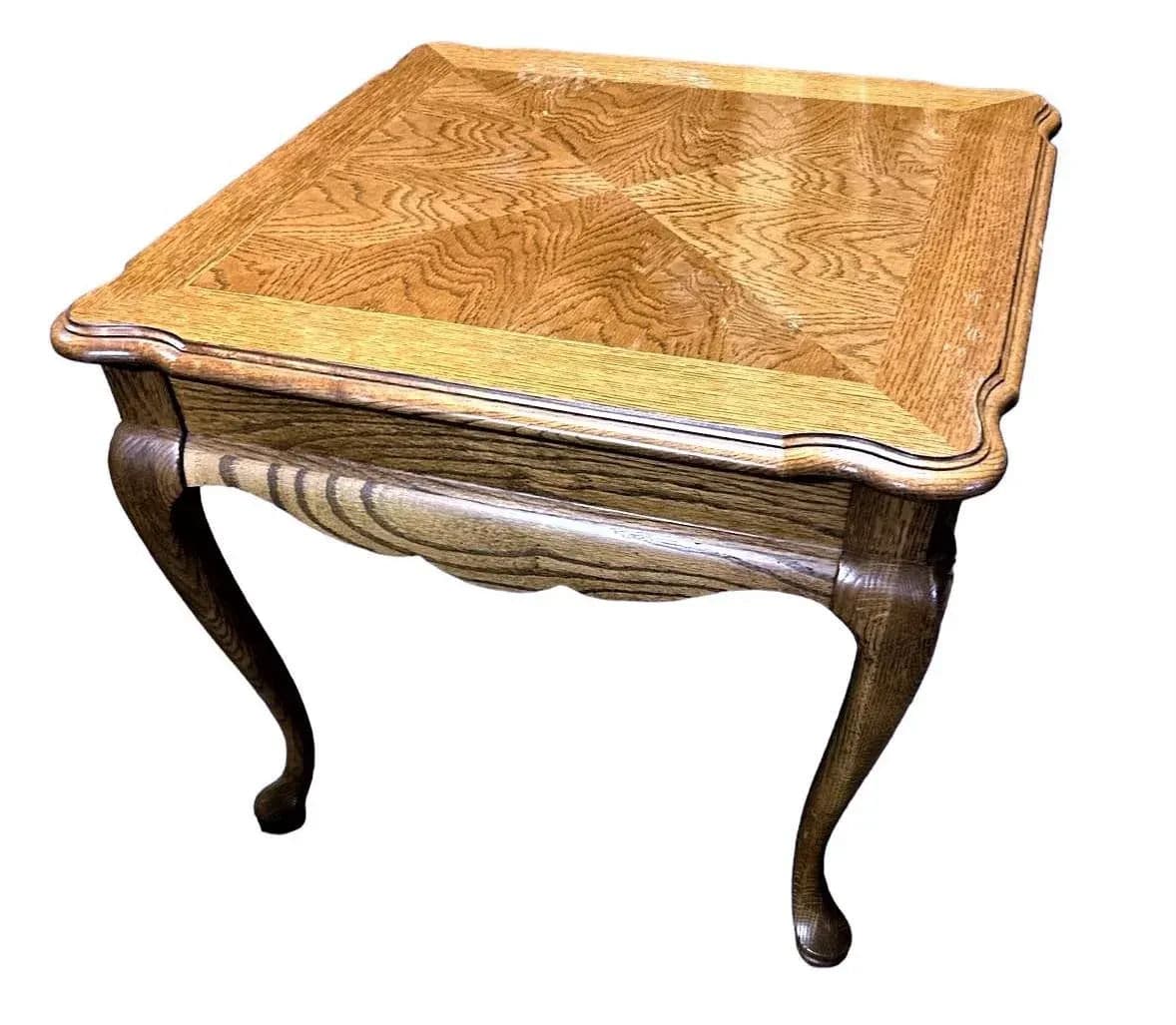 Vintage Thomasville Solid Oak Queen Anne Lamp Table - Late 20th Century - Thumbnail 8