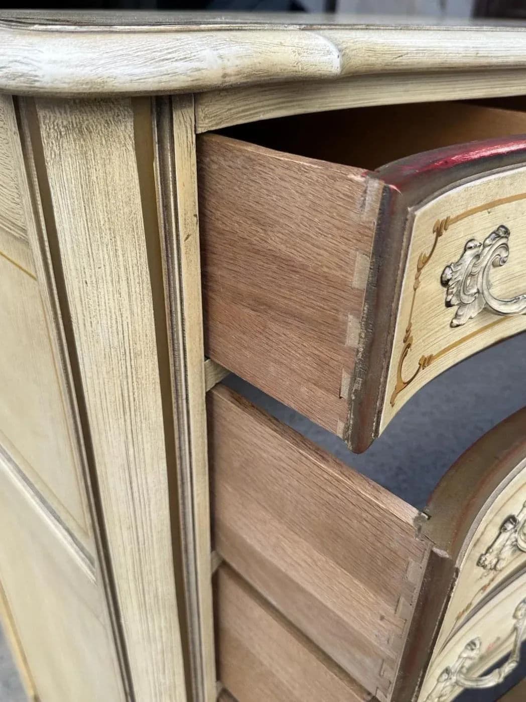 National of Mount Airy Louis XV Painted Cherry Wood Tall Chest of Drawers - Vintage Mid 20th Century - Thumbnail 6