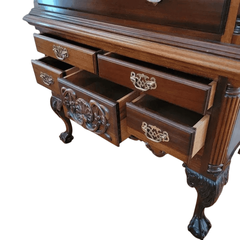 Late 20th Century Ornate Mahogany Chippendale Highboy by Georgian Furnishings Company of New Orleans - Thumbnail 7