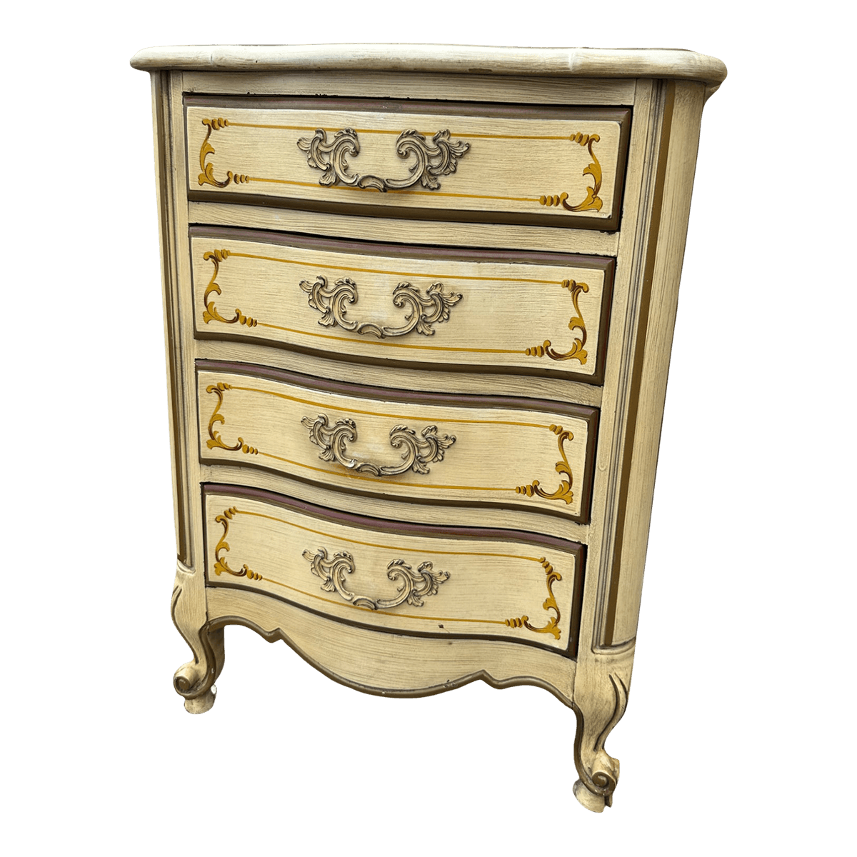 National of Mount Airy Louis XV Painted Cherry Wood Nightstand - Vintage Mid 20th Century - Thumbnail 2