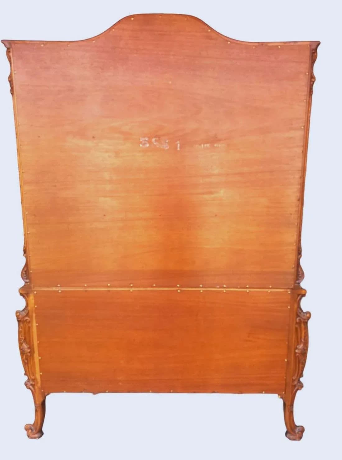 Romweber Louis XV Breakfront China Cabinet in Amber Burlwood - Vintage 1950s - Thumbnail 5