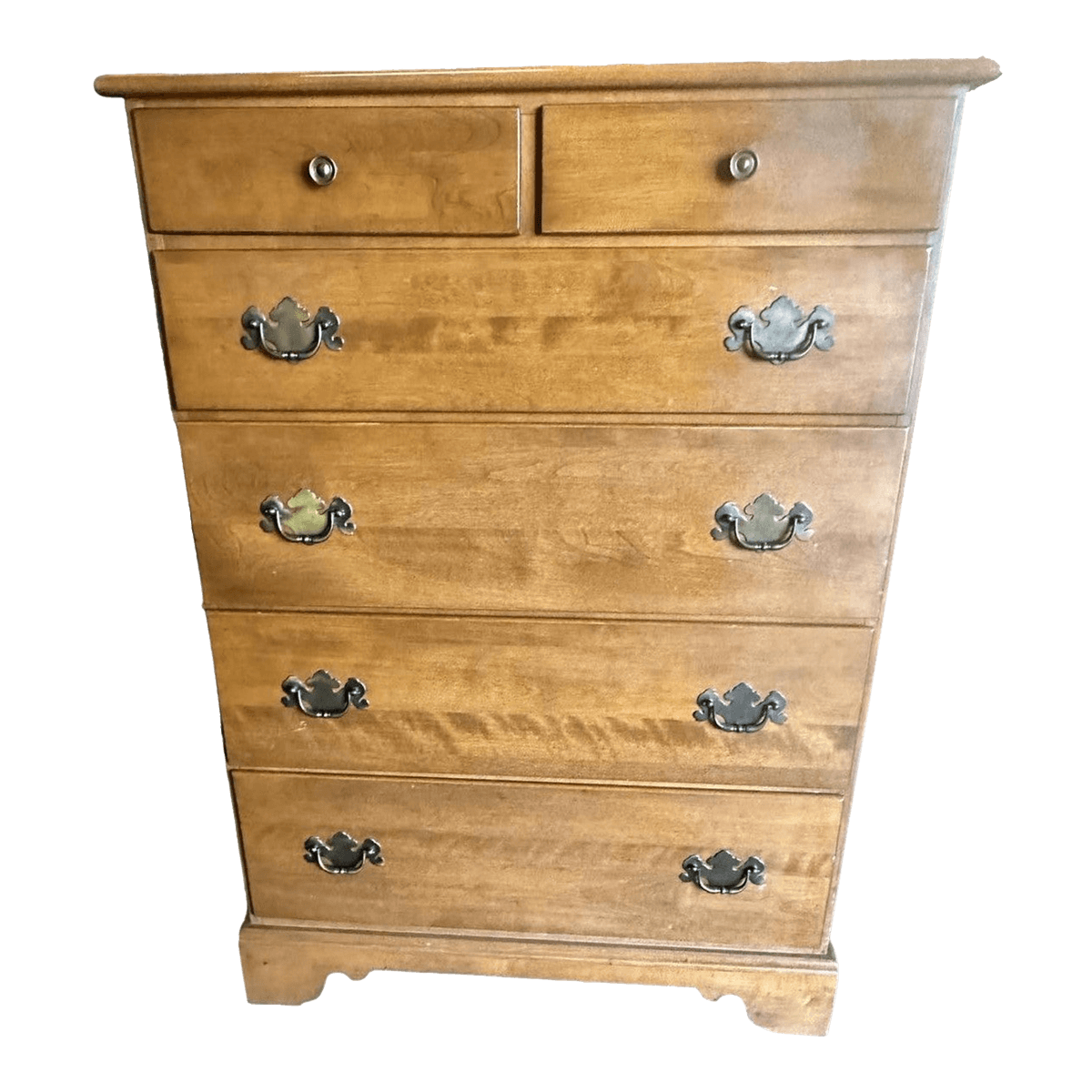 Ethan Allen Nutmeg Solid Maple 46" High Chest of 6 Drawers - Vintage 1960s - Thumbnail 2