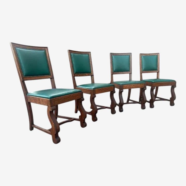 Antique Oak Hacienda Style Chairs - Set of 4 - Image 1