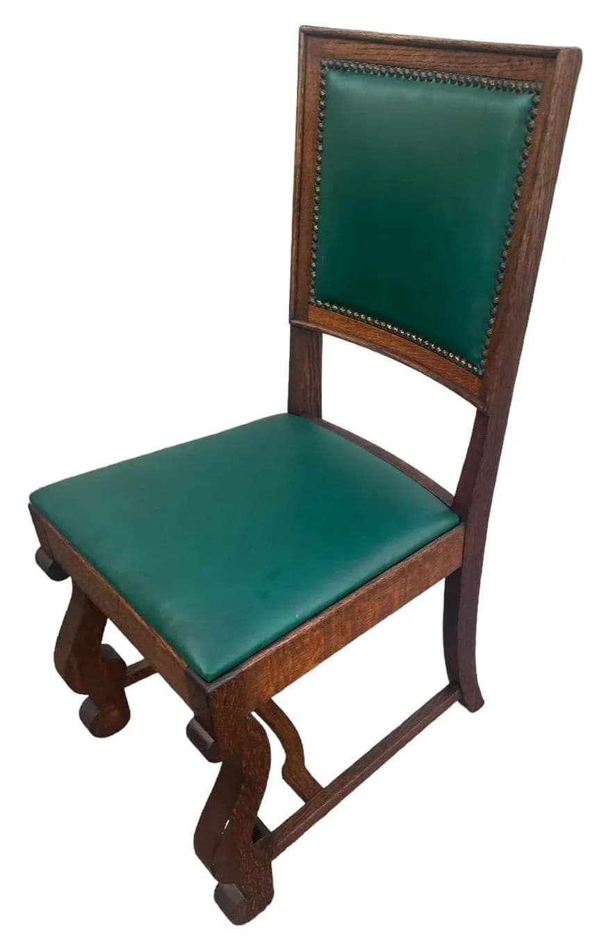 Antique Oak Hacienda Style Chairs - Set of 4 - Thumbnail 9