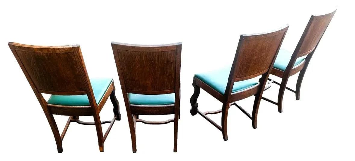 Antique Oak Hacienda Style Chairs - Set of 4 - Thumbnail 10