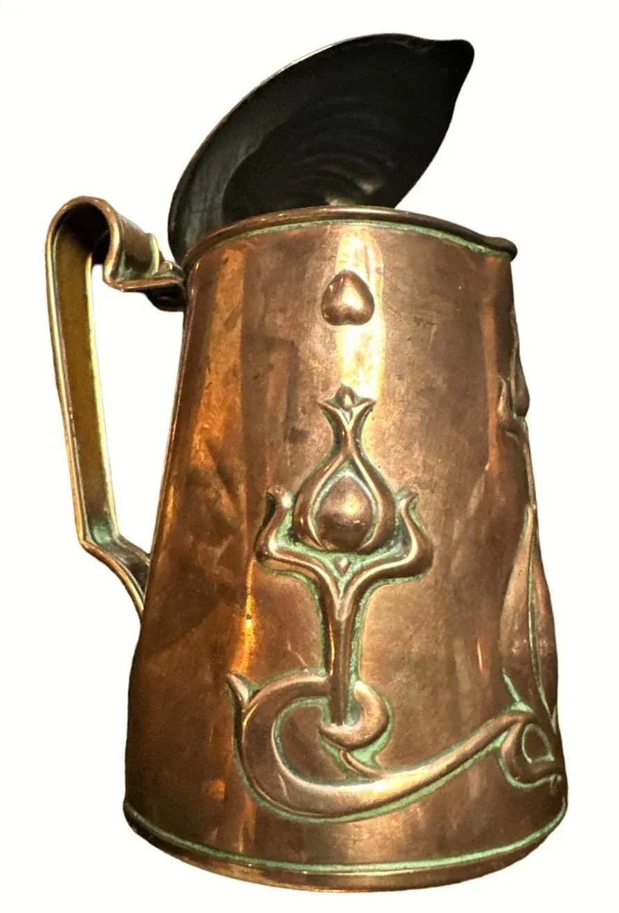 Antique English Arts & Crafts Handcrafted Copper Pitcher - Thumbnail 3
