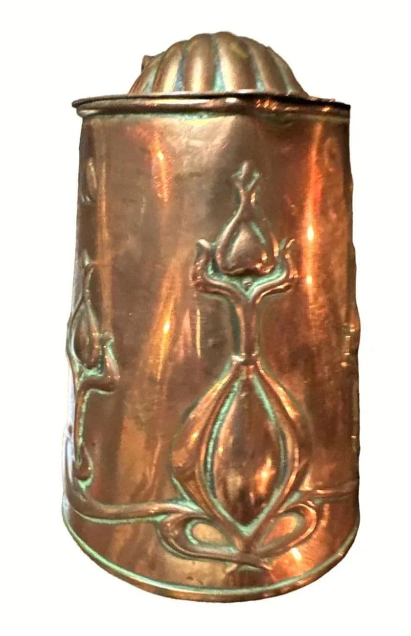 Antique English Arts & Crafts Handcrafted Copper Pitcher - Thumbnail 4