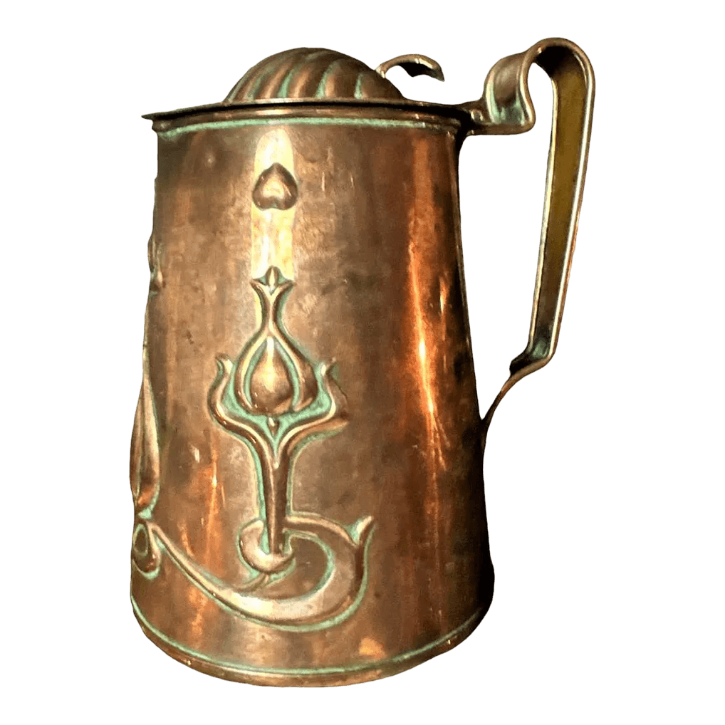 Antique English Arts & Crafts Handcrafted Copper Pitcher - Thumbnail 2