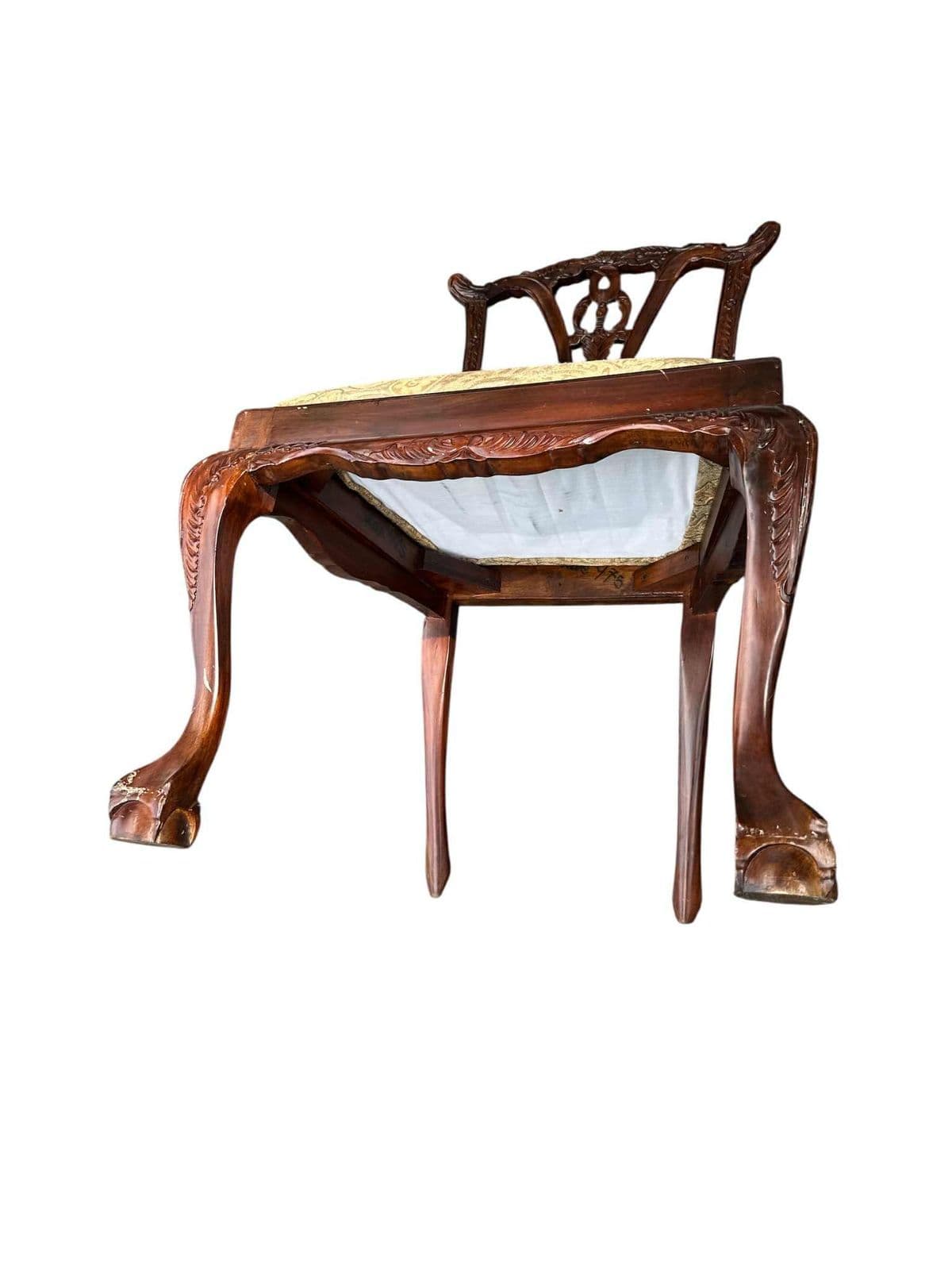 Solid Mahogany Chippendale Dining Chairs - Set of 4 - Circa Mid 20th Century - Thumbnail 5