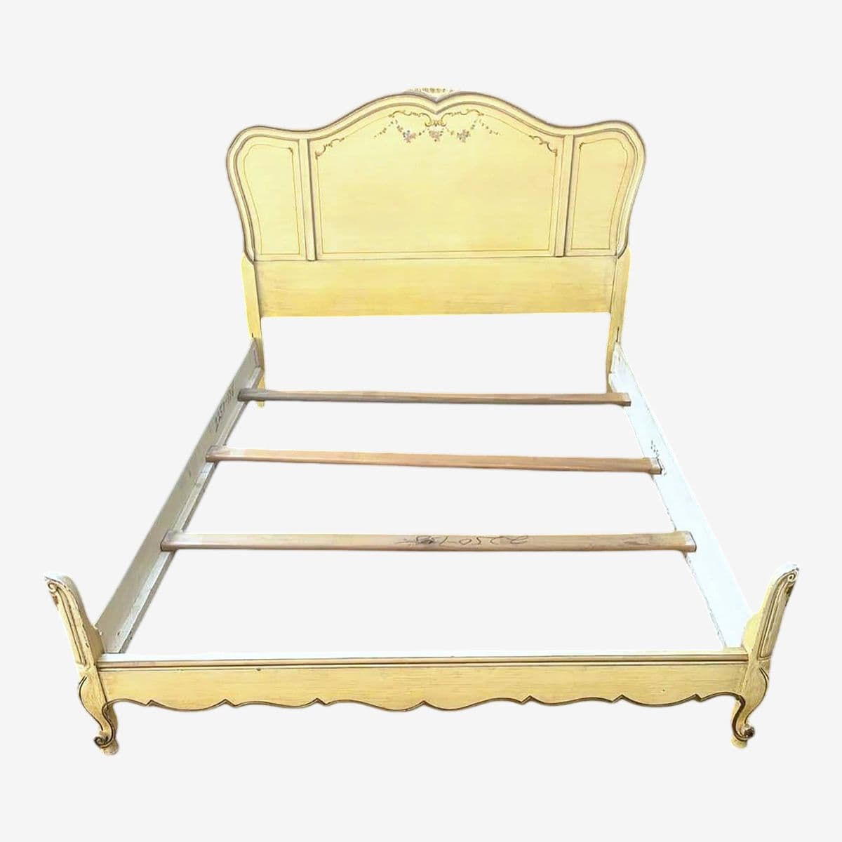 National of Mount Airy Louis XV Painted Cherry Wood Full Size Bed - Vintage Mid 20th Century - Image 1