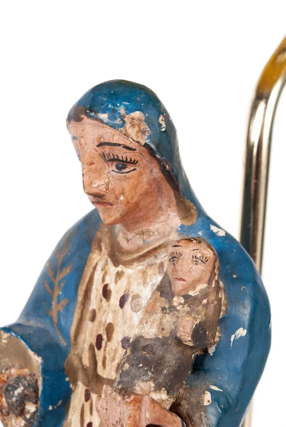 18th Century Santo Figure of Virgin Mary and Child Jesus Configured With a Table Lamp - Thumbnail 5