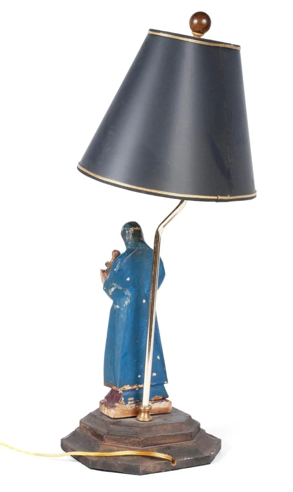 18th Century Santo Figure of Virgin Mary and Child Jesus Configured With a Table Lamp - Thumbnail 7
