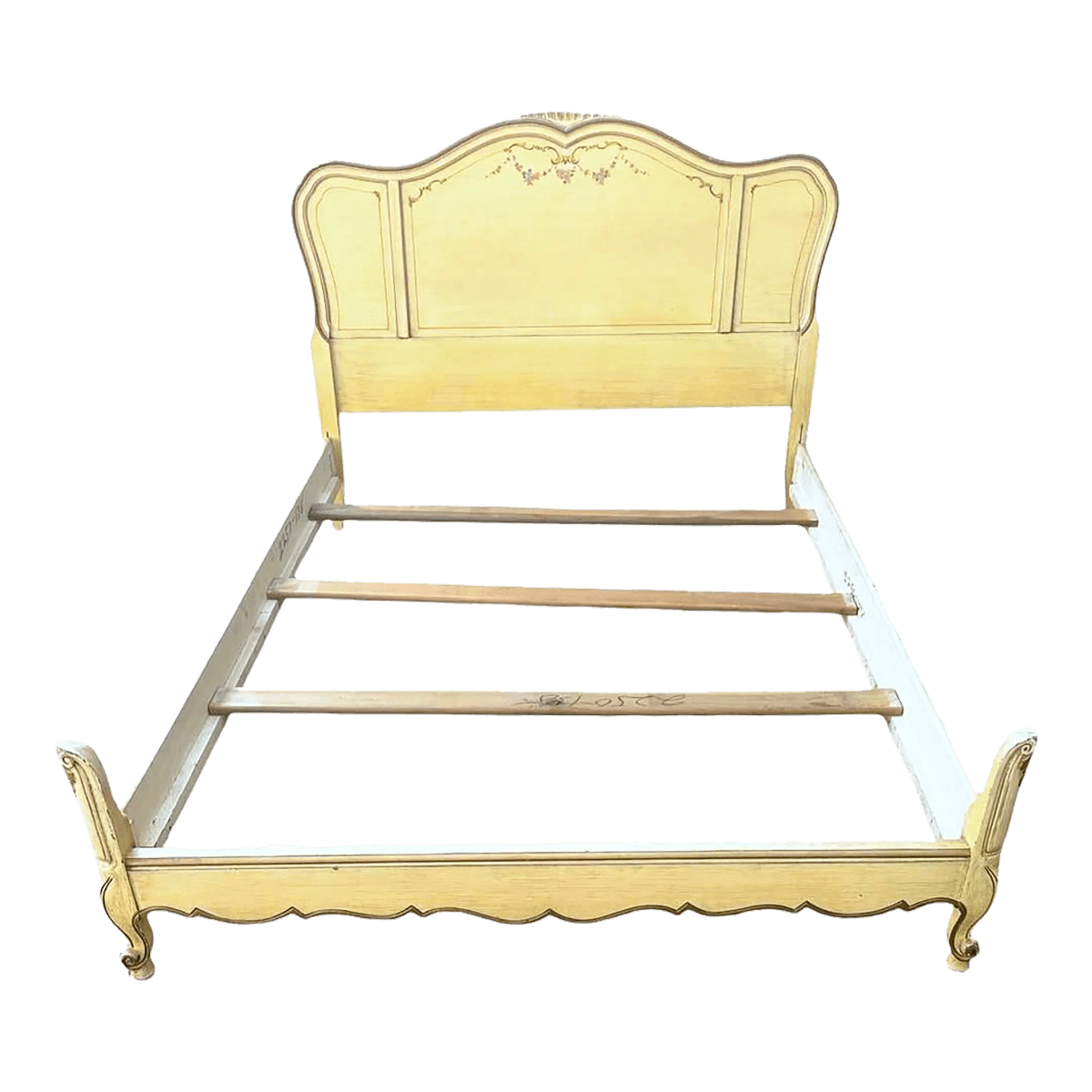 National of Mount Airy Louis XV Painted Cherry Wood Full Size Bed - Vintage Mid 20th Century - Thumbnail 2