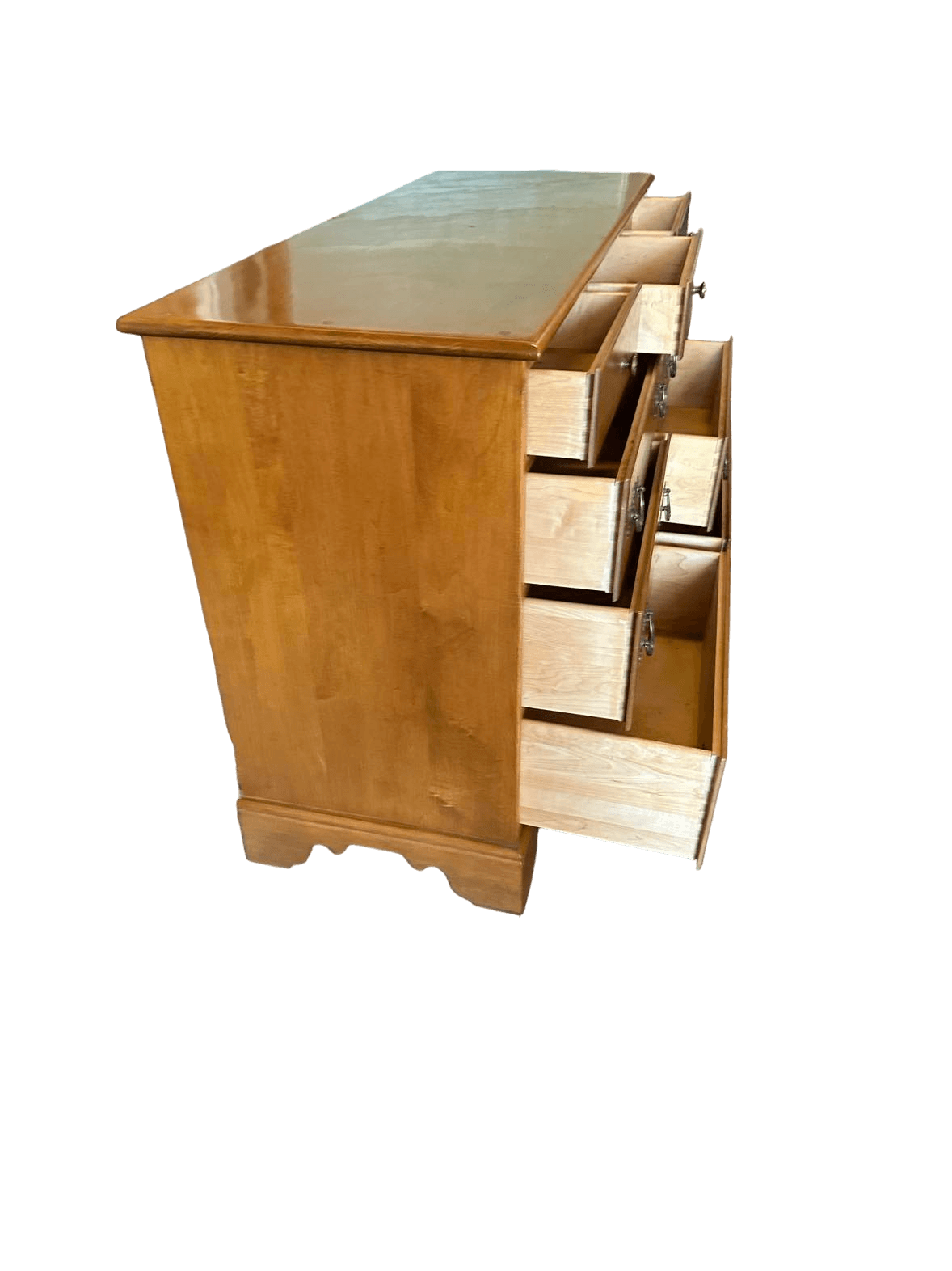 Ethan Allen Nutmeg Solid Maple 52" Wide Chest of 9 Drawers - Vintage 1960s - Thumbnail 5