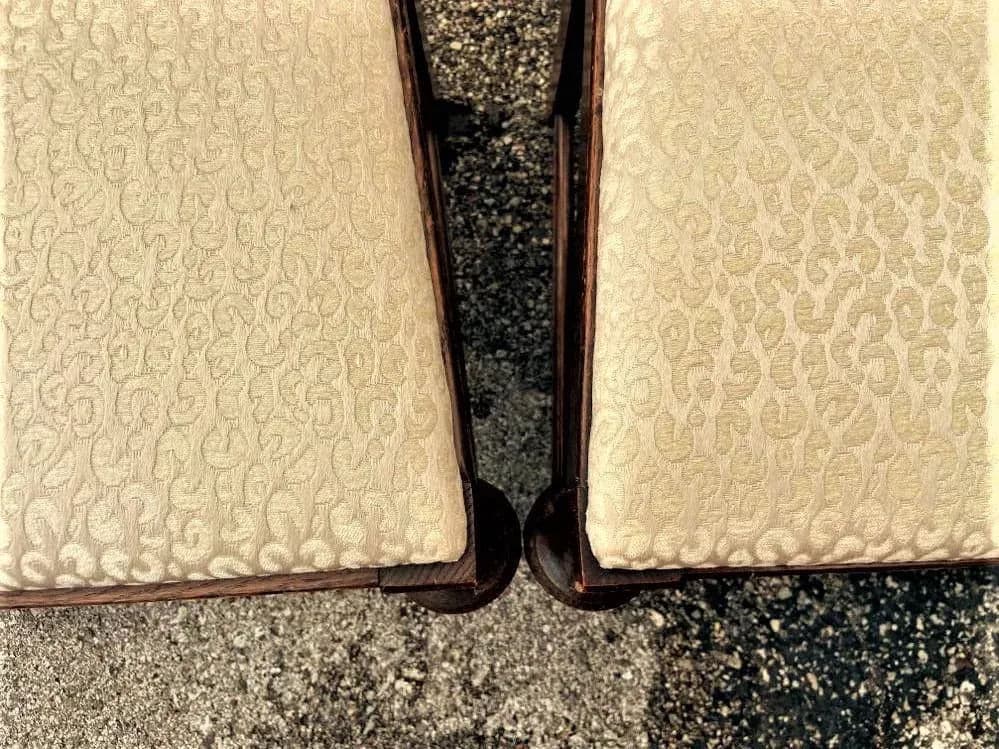 Antique Spanish Revival Early 20th Century Solid Oak Dining Chairs With New Kravet Fabric - Set of 4 - Thumbnail 4