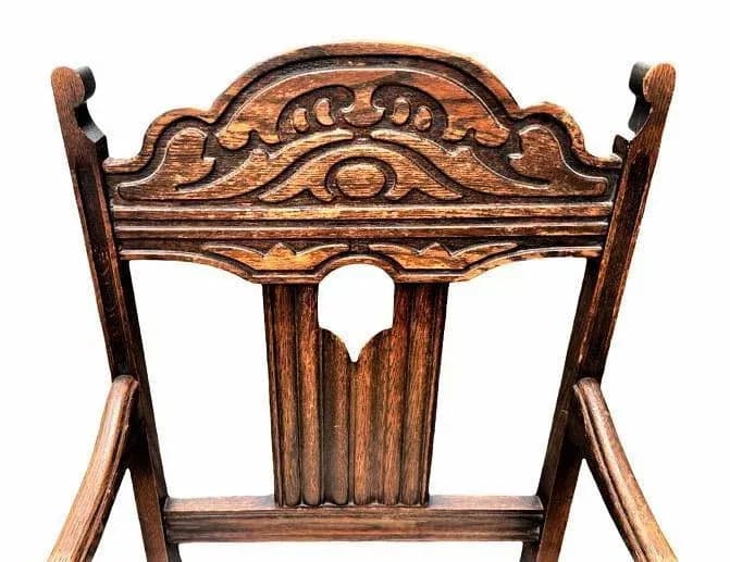 Antique Spanish Revival Early 20th Century Solid Oak Dining Chairs With New Kravet Fabric - Set of 4 - Thumbnail 3