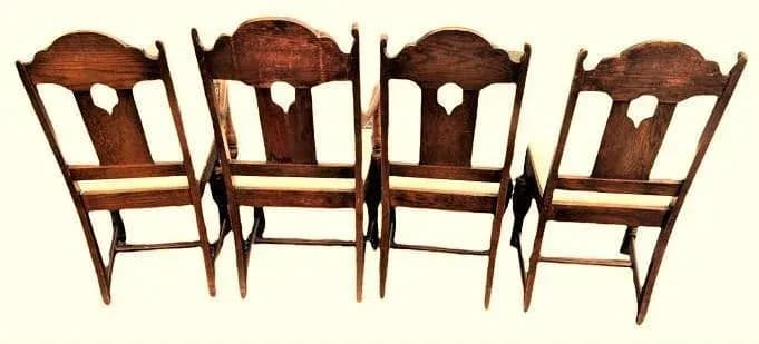 Antique Spanish Revival Early 20th Century Solid Oak Dining Chairs With New Kravet Fabric - Set of 4 - Thumbnail 12
