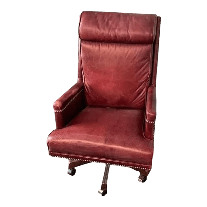 Hancock & Moore 'Hamilton' Red Leather Tall Executive Swivel Chair - Vintage Late 20th Century - Thumbnail 2