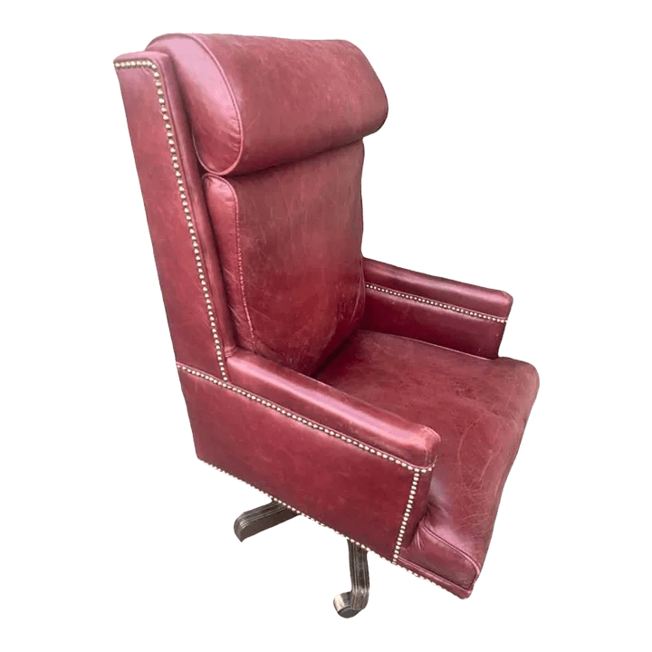 Hancock & Moore 'Hamilton' Red Leather Tall Executive Swivel Chair - Vintage Late 20th Century - Thumbnail 3